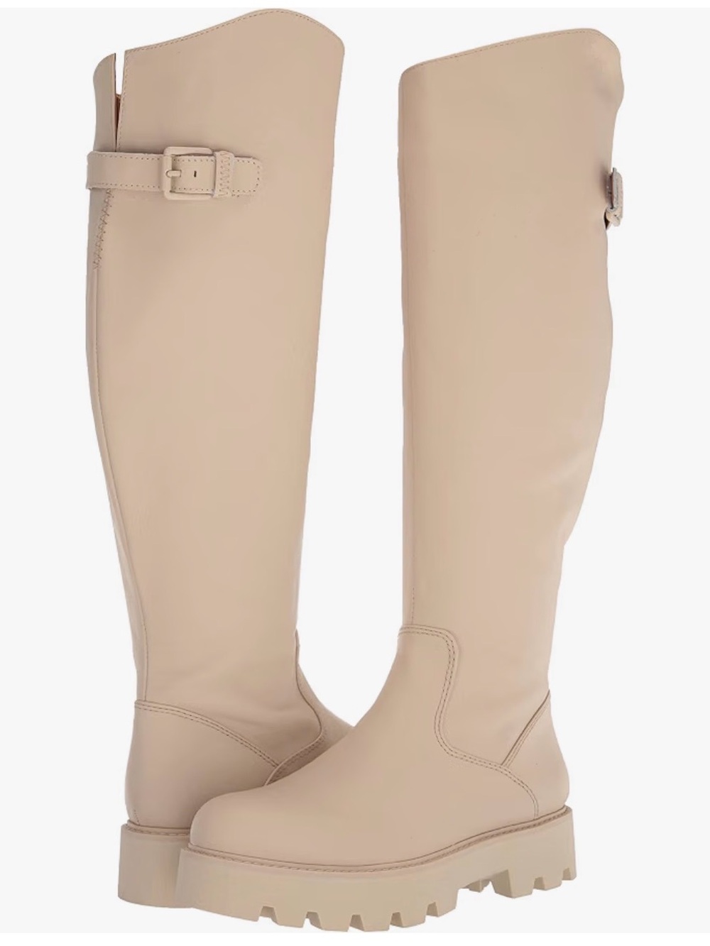 Franco Sarto Cream Knee High Lug Boots Moto Biker Light Goth Grunge Y2K size 8